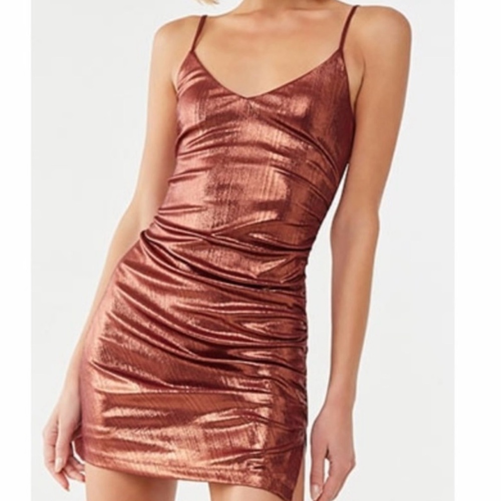 FOREVER 21 Bronze Metallic Mini Dress / Size M
